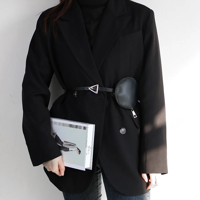 Ремень с сумкой из искусственной кожи Женский модный пояс золотой треугольной