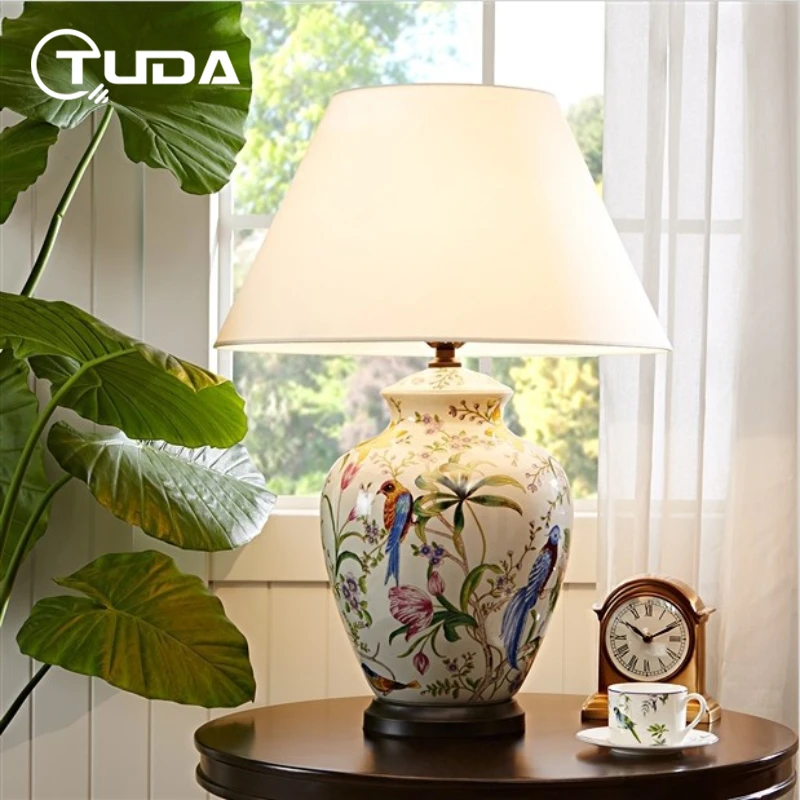 Бесплатная доставка Керамическая Настольная лампа TUDA 40 х65 см с ручной росписью