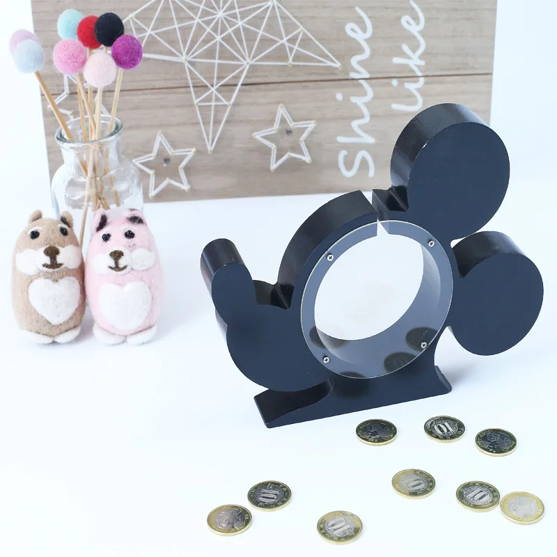 INS мышь копилка деревянная животные для денег Ins скандинавский стиль прозрачная