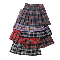 summer y2k plaid pleated women skirt black high waist short safety lining korean fashion school uniform a line girl mini skirts