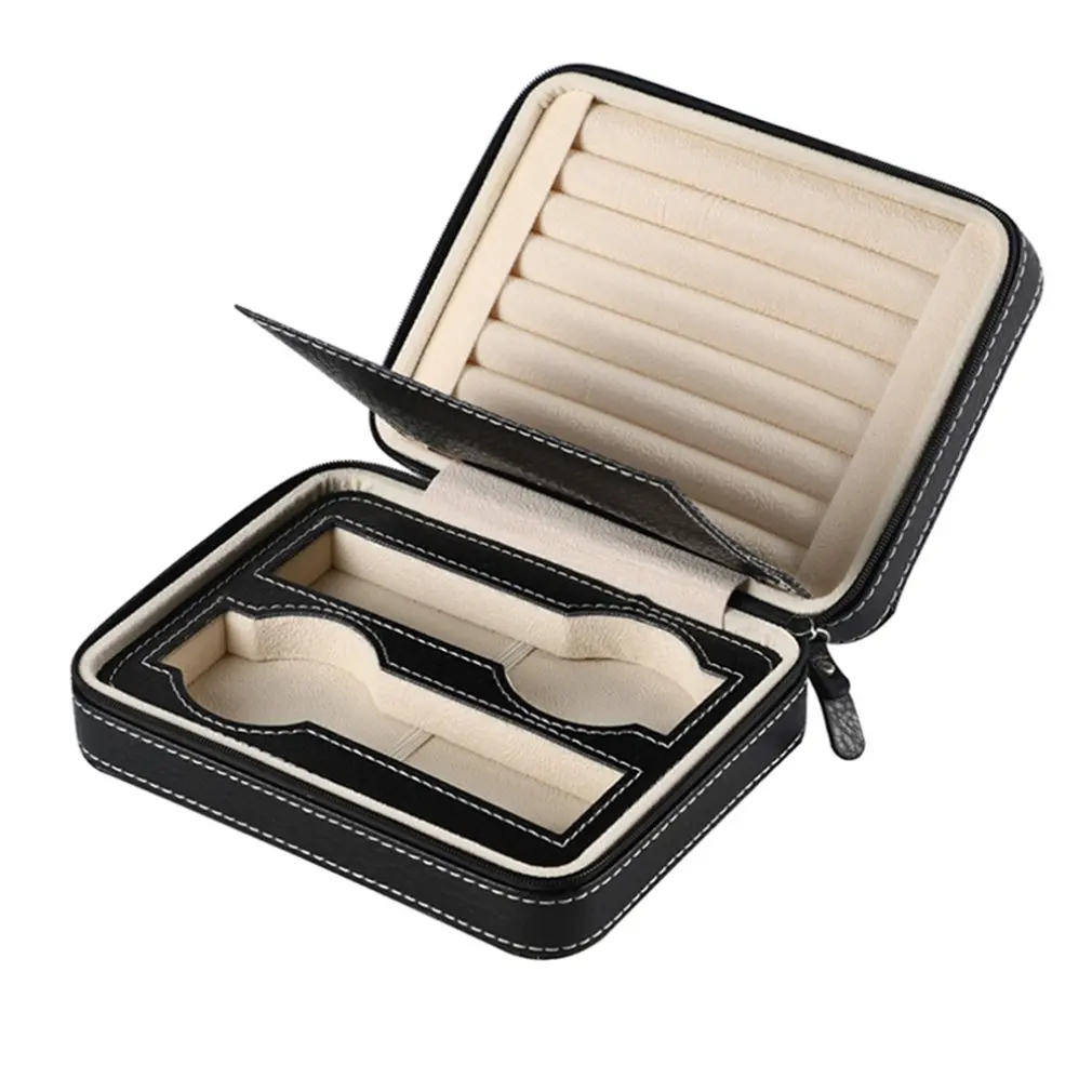 

Travel Portable jewelry box jewelry earrings earrings storage box Korean creative jewelry box 4-digit portable zipper bag