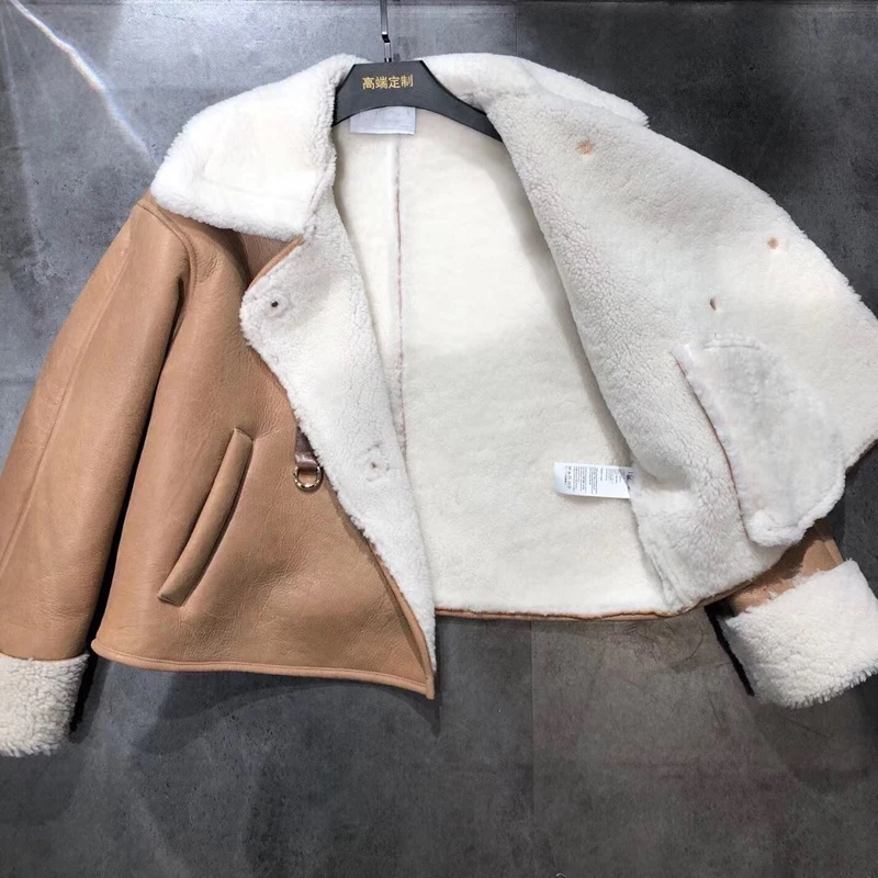 

Women Female Winter Jacket 2021 High Quality Natural Real Sheep Fur Coat Plus Size Turn-Down Collar Outerwear Thick Warm Fn00898