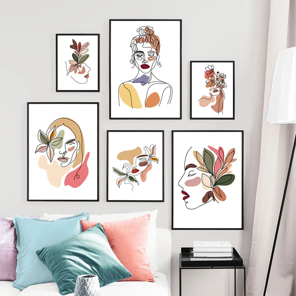 

Abstract Girl Face Poster Modern Sofa Background Wall Decoration Painting For Living Room Bedroom Dining Room Wall Picture