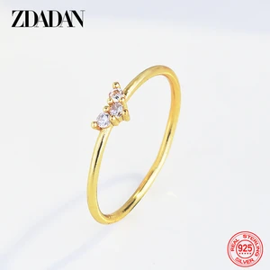 ZDADAN 925 Sterling Silver 18K Gold Rings For Women Fashion Jewelry Party Gift