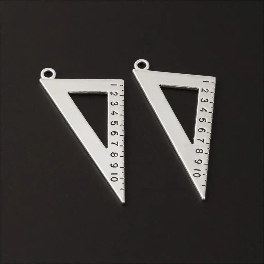 10 шт. Серебряный Цвет Треугольная линейка циркуль Подвески школьные