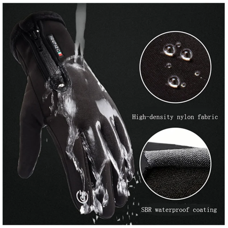 

Autumn And Winter Outdoor Warm Gloves Windproof Waterproof Touch Screen Gloves Zipper Riding Driving Sports Men And Women Gloves