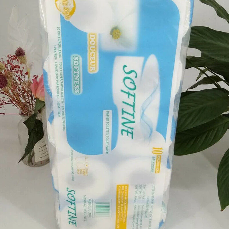 

10 Roll Toilet Paper Roll Home Kitchen Bath Tissue Bathroom White Soft 3 Ply MH88