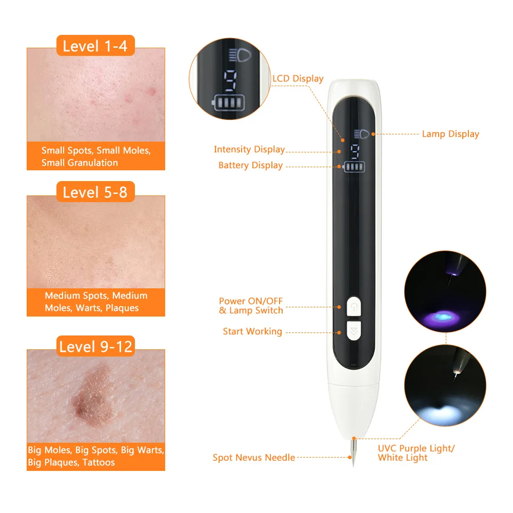 12 лазерный уровень плазменной ручка татуировки удаления веснушек ЖК-дисплей