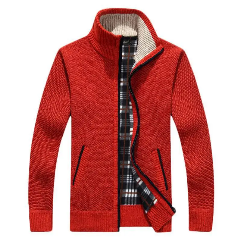 

Men Knitted Coat Cardigan Autumn Winter Zipper Outerwear Men Casual Stand Collar Sweater J55