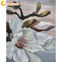 chenistory painting by numbers white flower picture 40x50cm frame on canvas modern home living room decoration unique gifts