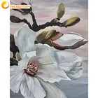 Картина по номерам на холсте, с белыми цветами, 40x50 см