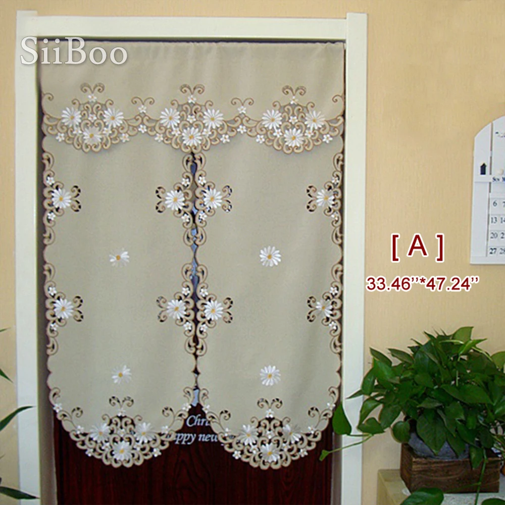 Пасторальный стиль хаки белый цветочный Вышивка готовая дверь занавес
