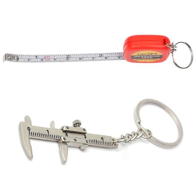 2 шт. красный чехол 1 метр 3 фута рулетка с кольцом для ключей и 1x штангенциркуль