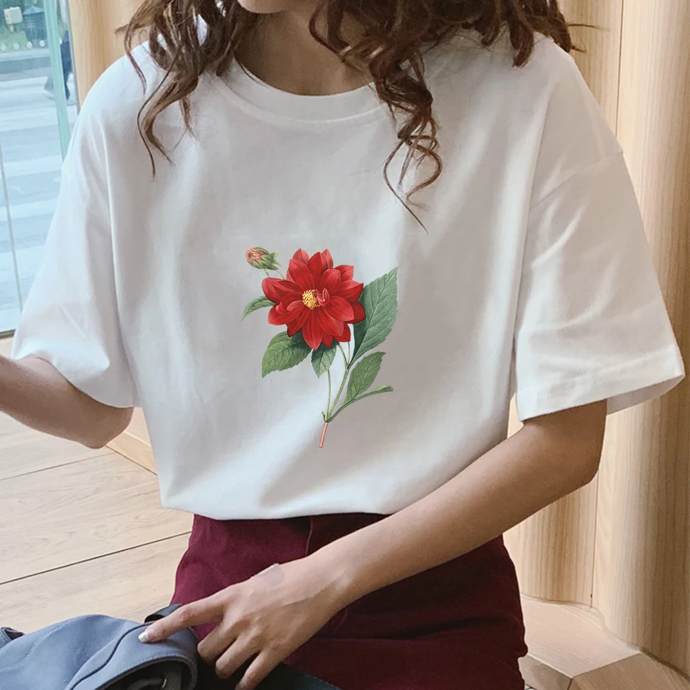 

Футболка женская с круглым вырезом, Повседневная модная красивая Вегетарианская рубашка с цветочным принтом, в стиле Харадзюку