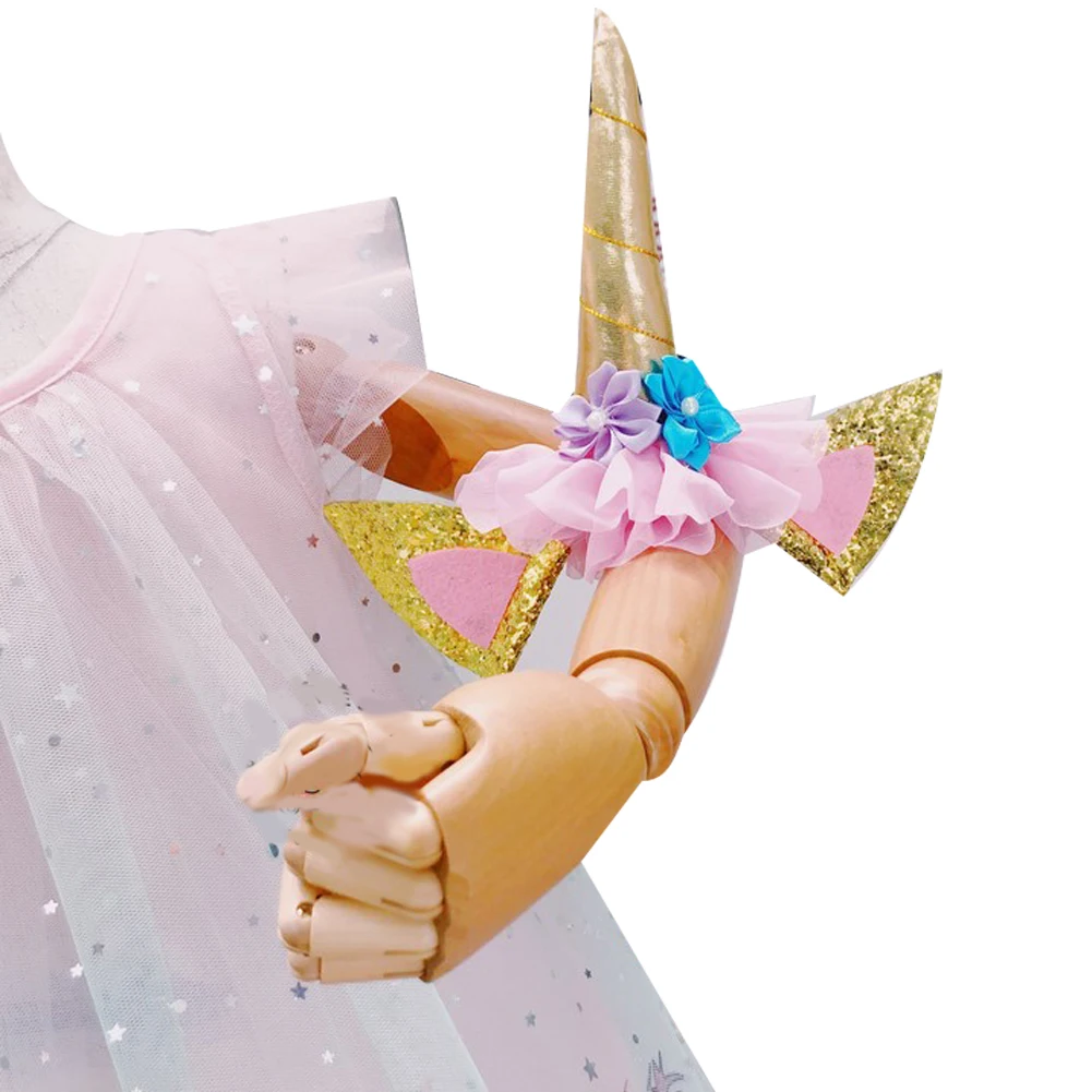 Infant Kids Girls Summer Dress Lace Mesh Ruffle Unicorn Sleeveless Multi-Layer Cute Sweet Princess with Hair Band | Детская одежда и