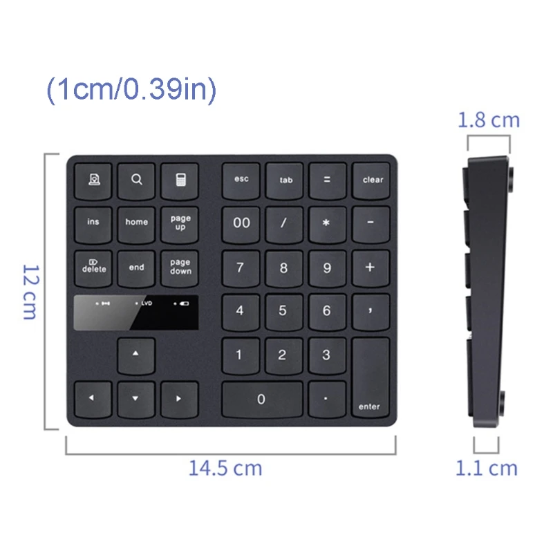 

2.4G USB Wireless Numeric Keypad 35 Keys Charging Digital Keyboard Portable Laptop Computer Mini Numpad for Travel Home