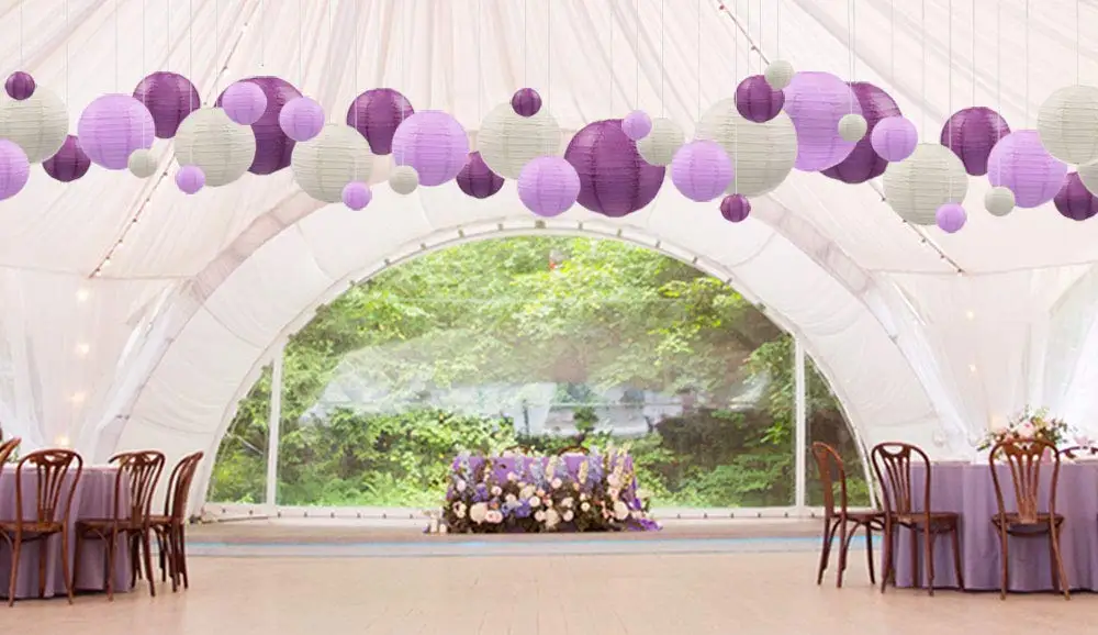 Набор фонарей из 18 штук Королевского фиолетового бумажного фонаря многоразовые