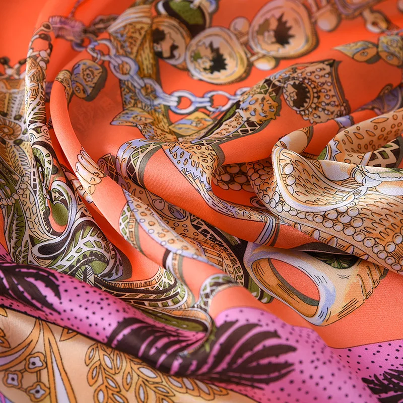 

Summer Shawls Soft Luxury Brand Women Scarf Fashion Print Pashmina Silk Scarves 2021