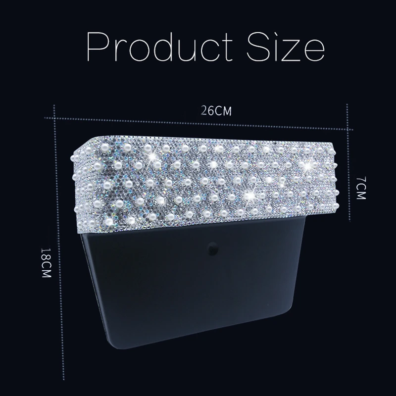 

Pearl Car Seat Crevice Gaps Storage Box Rhinestone Diamond Auto Drink Pockets Organizers Seats Interior Accessories