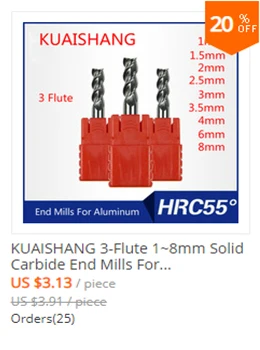 KUAISHANG 3-Flute 1~ 8 мм твердосплавные концевые фрезы для Алюминий CNC фреза HRC45 Вольфрам Сталь Концевые Фрезы с ЧПУ фрезы для контурной обработки