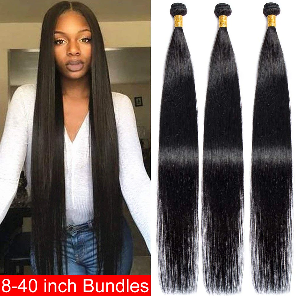 Прямые пучки для наращивания волос 30 дюймов 40 дюймов|bundle deals|hair weave bundleshair natural |