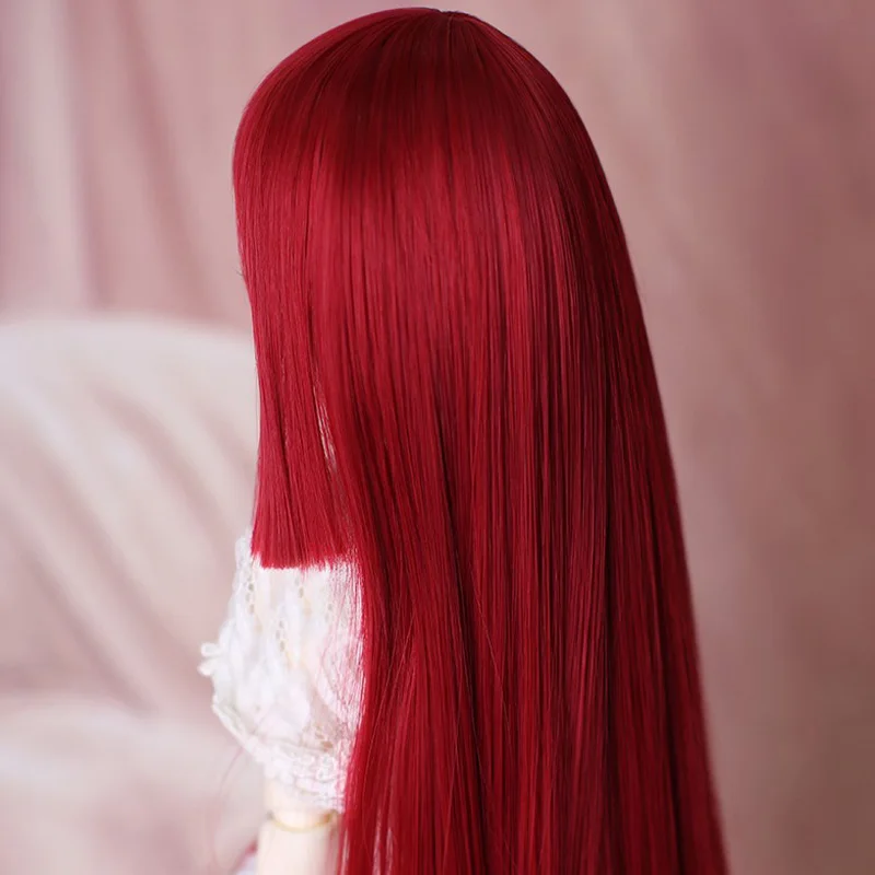 New Style 1/3 1/4 1/6 1/8 Wine Red Straight Hair High Temperature Wire BJD Wig | Игрушки и хобби
