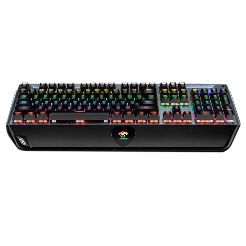 

Leaven K98 Mechanical Gaming Keyboard RGB LED Rainbow Backlit Wired Keyboard with Tray for Windows Gaming PC (104 Keys, Black)