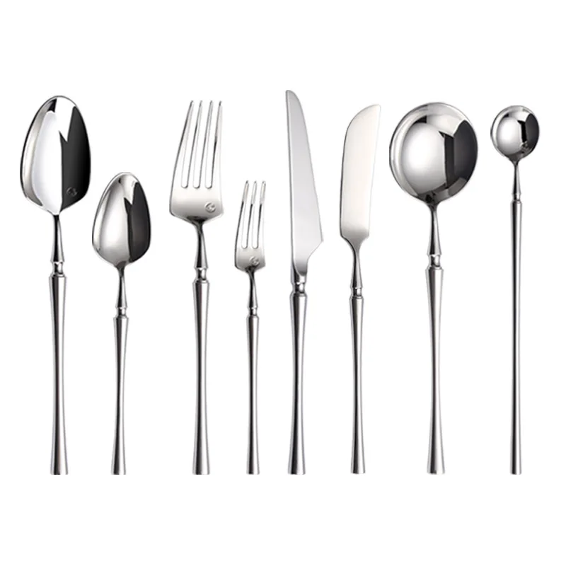 

4pcs Silver Dinnerware Set 304 Stainless Steel Tableware Set Mirror Knife Fork Spoon Cutlery Set Flatware Dishwasher Safe