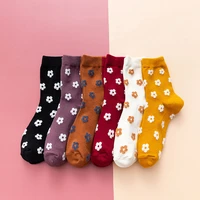 floral womens socks korean style funny cute kawaii little flowers high quality cotton crew socks female new for 2020 autumn hot