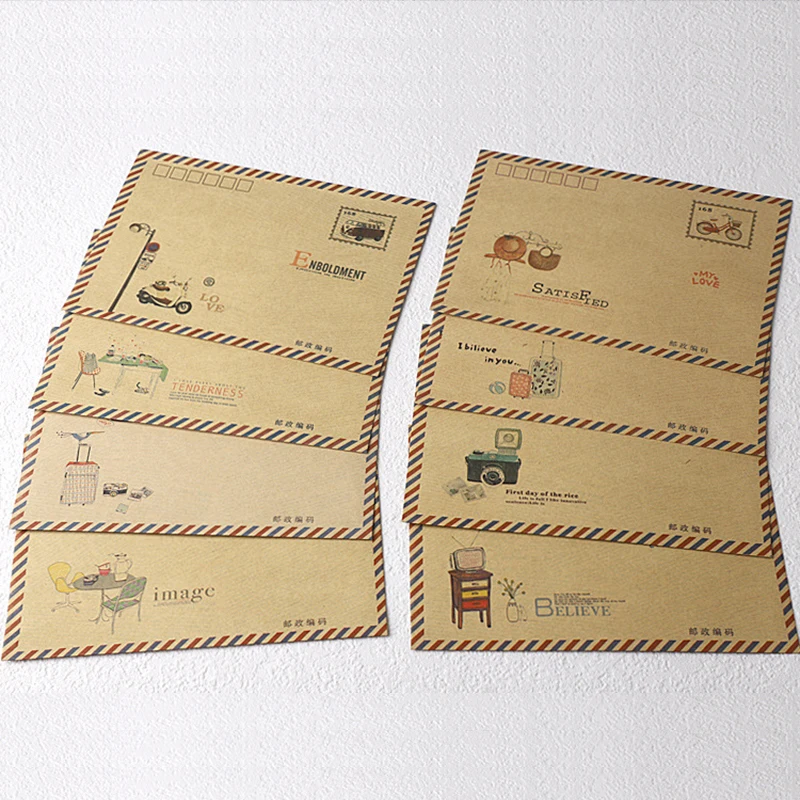 8 шт./компл. винтажный большой конверт открытка письмо airmail канцелярские Ретро