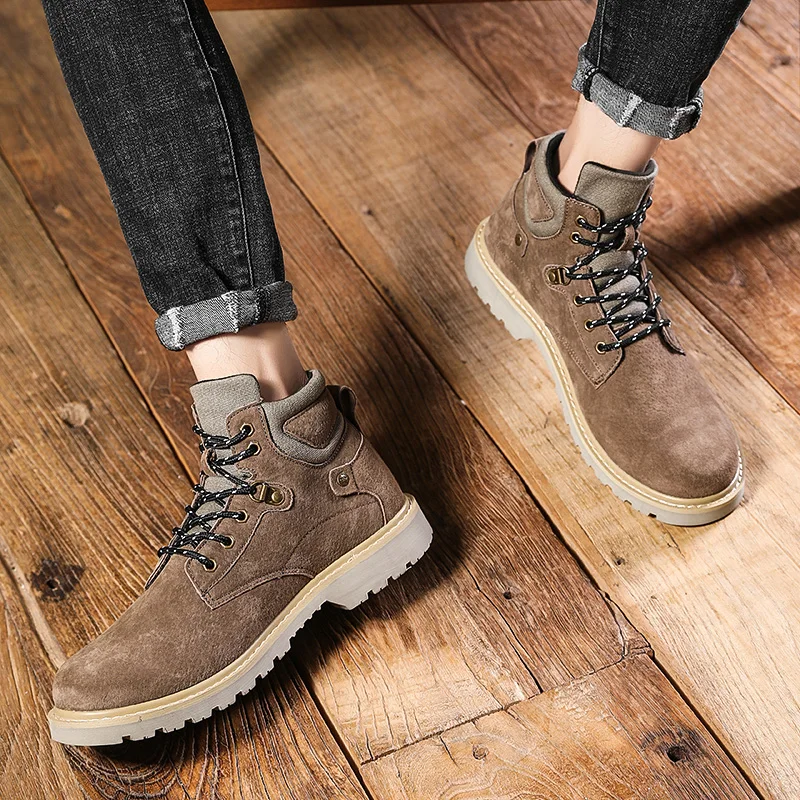 

mens high brown Male casual top uomo bota men indestructible work breathable de 2020 footwear mens tenis boots hombre platform
