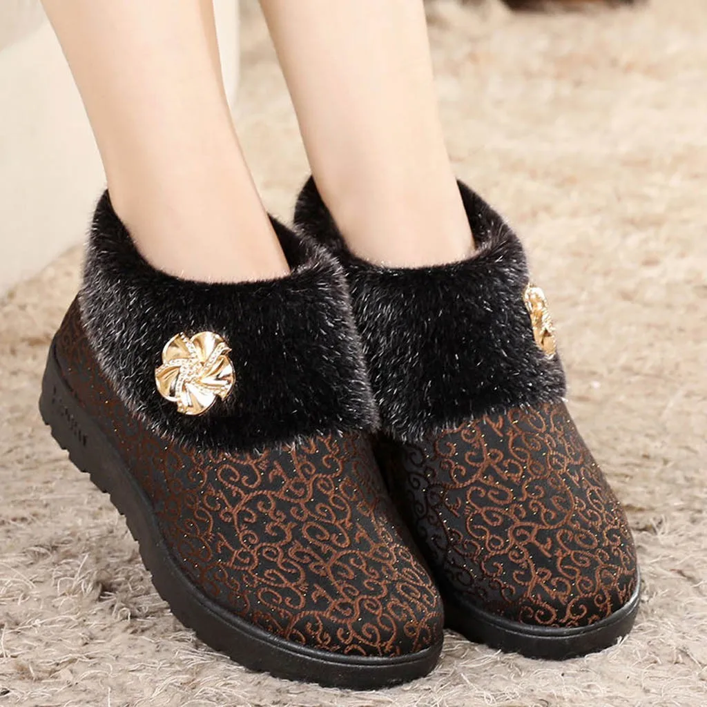 Женские теплые плюшевые ботинки для снега теплая Повседневная обувь женские