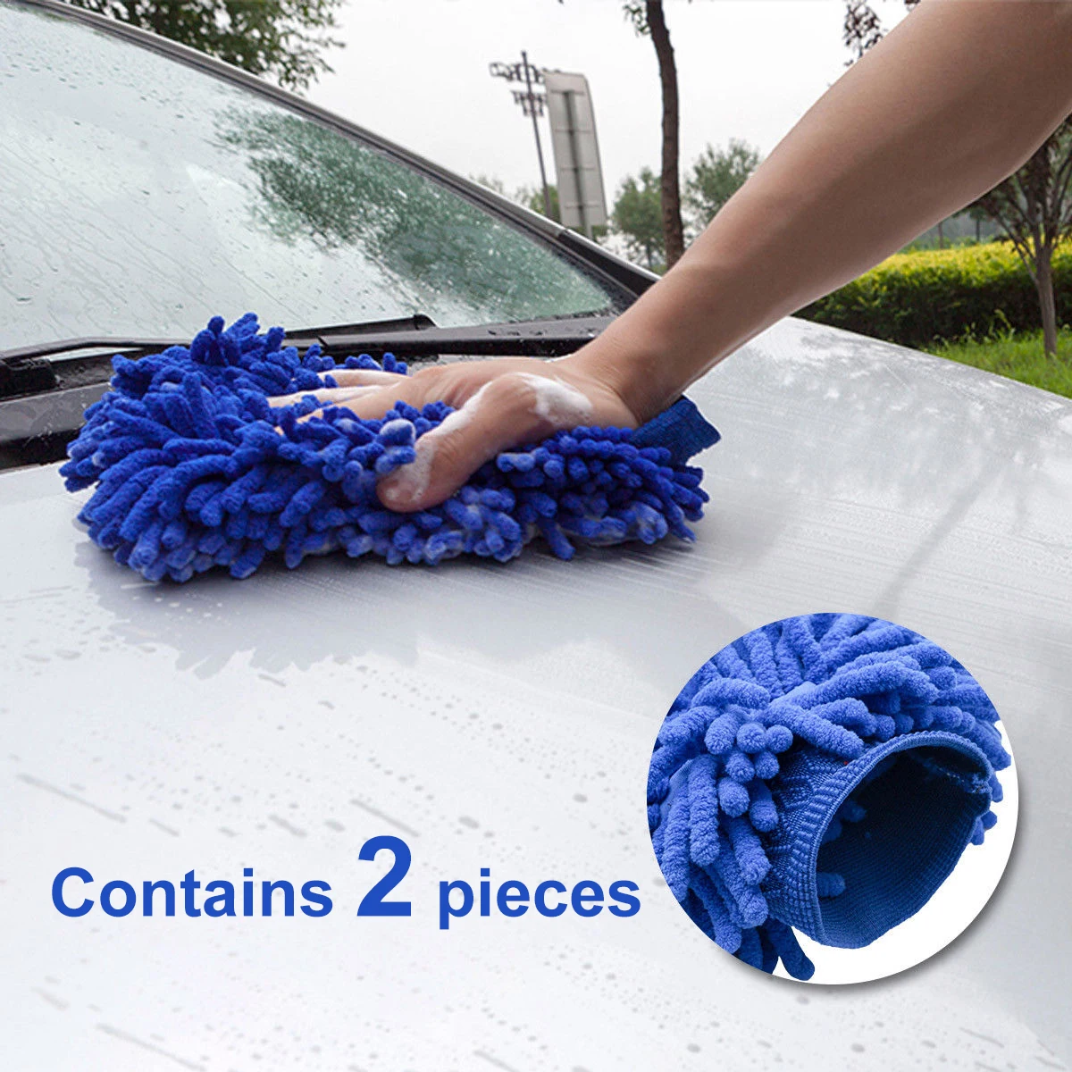 

2pcs Car towel Car Care Plush Microfibre Wash Mitt Microfiber Glove Washing
