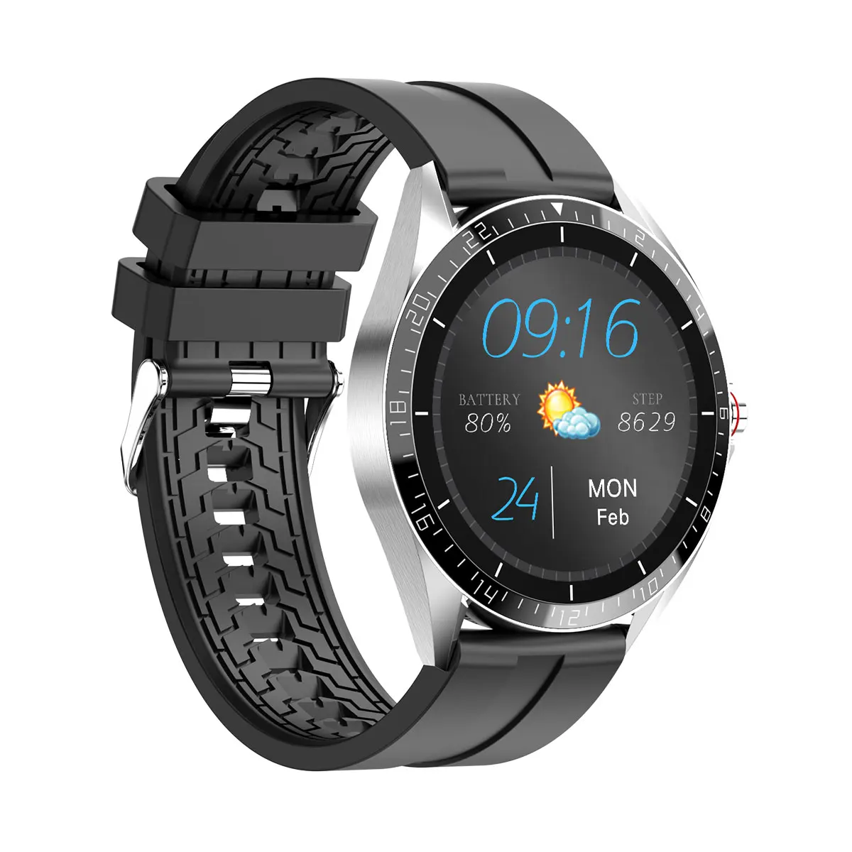 

[bluetooth 5.0]KUMI GW16 1.3 Inch Full Round Display Wristband Blood Pressure Oxygen Monitor Weather Forecast Smart Watch - NO.1
