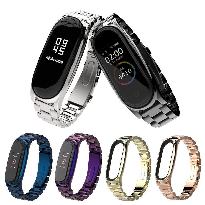 Ремешок на запястье для xiaomi mi band 3 4 металлический ремешок смарт часов miband сменные