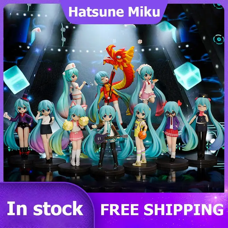 

10CM-14CM Genuine Bandai Hatsune Miku Anime Action Figurepopmart Model Series Action Career Scene PVC Decor Figure Toys Gift