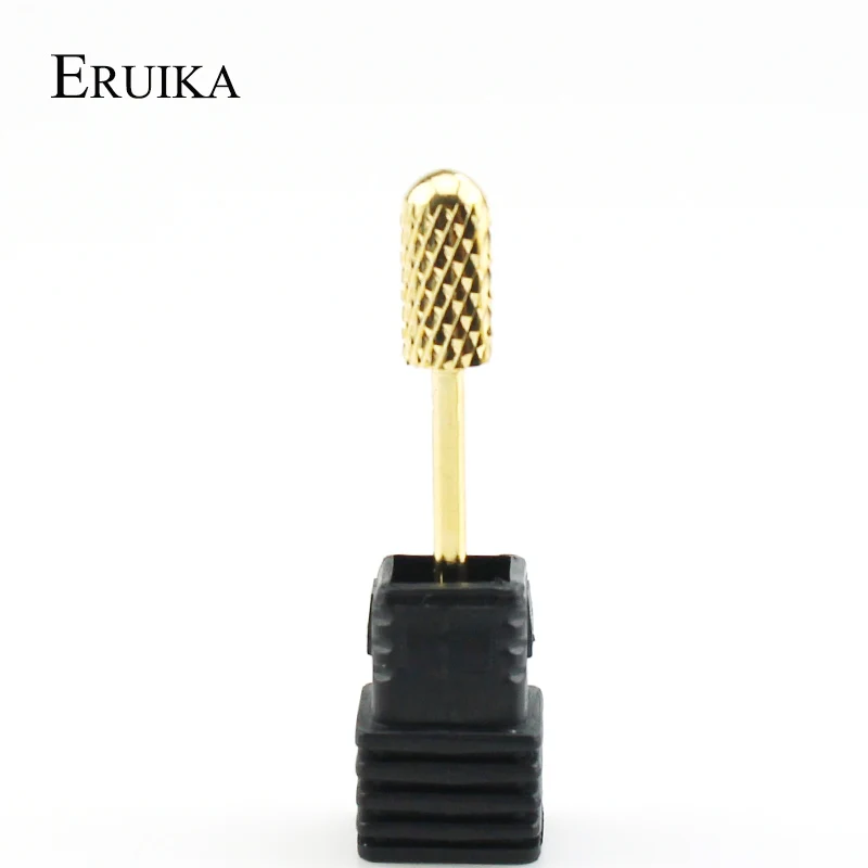 ERUIKA, 1 шт., круглые сверла из карбида для ногтей, Электрический Маникюрный сверлильный станок, фрезерный резак, вращающийся Золотой заусенец, аксессуары для дизайна ногтей