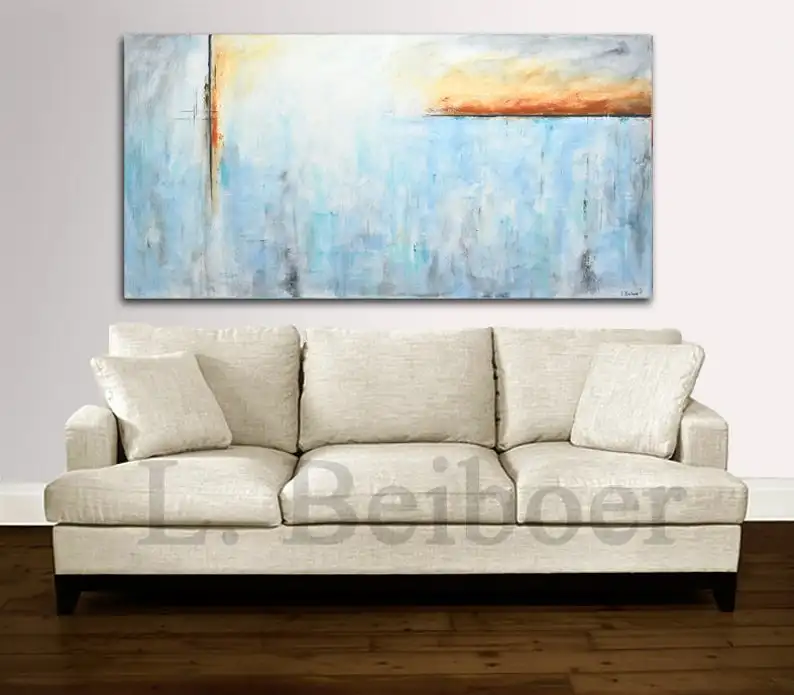 

Large painting abstract art 6ft huge white blue gray modern painting large artwork wall art XXL art big
