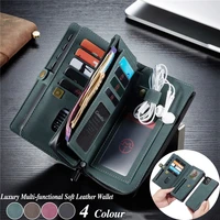 luxury zipper magnet wallet pouch case for iphone 12 11 pro max 12 mini 7 8 plus x xs xr flip leather card removable phone cover