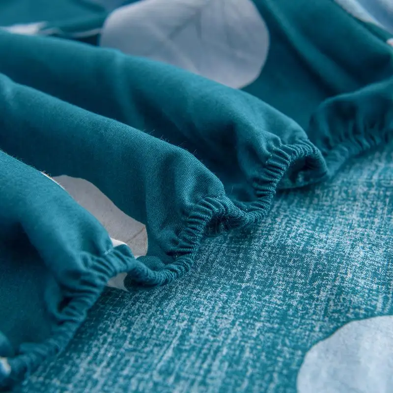 

Tropical Plant Leaves Printed Fitted Sheet 100% Cotton Fabric Bedding queen Bed Sheets with Rubber Band Mattress Cover Protector