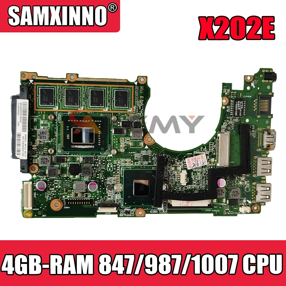 

Материнская плата Akemy X202E для ноутбука ASUS X202EP X202E X201E S200E X201EP, оригинальная материнская плата 4GB-RAM 847/987/1007 ЦП