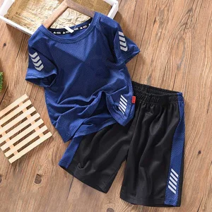 Boy Suits Childrens Clothing Summer Baby Boys Loose Casual Mesh Short Sleeve Suit Boy Tshirt + Shorts 2pcs Quick-drying Clothes