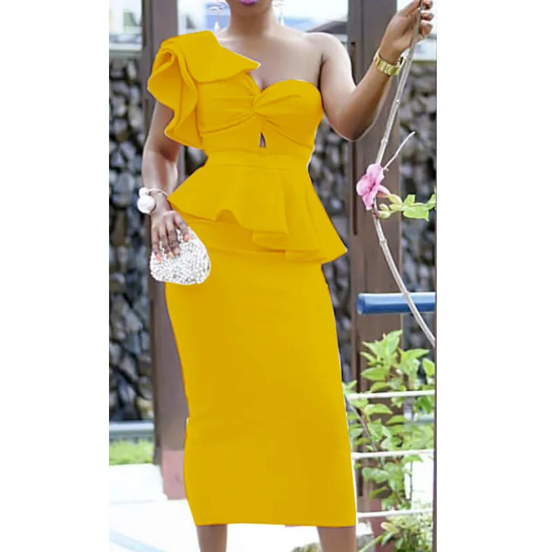 

One Shoulder Cocktail Dresses Ruffles Plus Size semi formal dress With Stretch Real In Stock homecoming dresses ESAN258