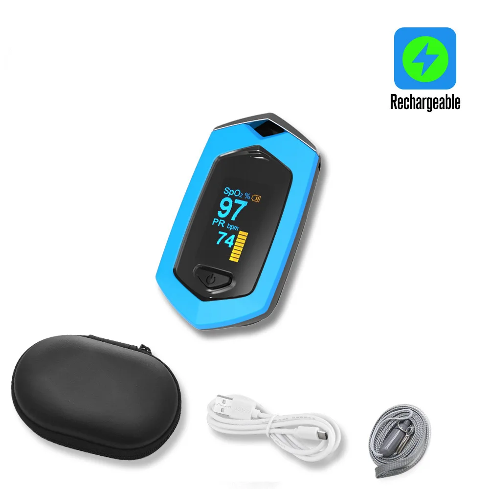 blue-charging Yongrow медицинская перезаряжаемая цифровая пальцевая Пульсоксиметр измеритель насыщения крови кислородом палец SPO2 PR монитор - Цвет: blue-charging