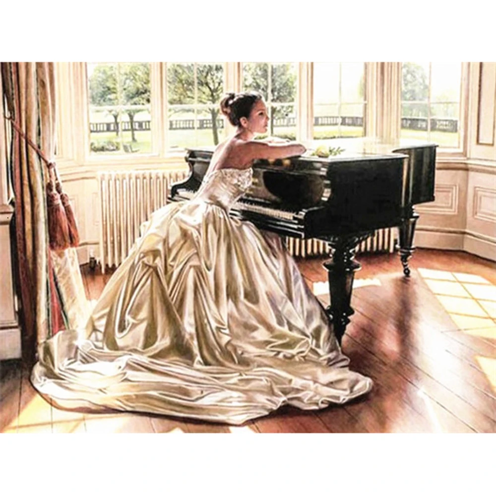 Круглый DIY 5D алмазная вышивка полностью квадратная мозаика для фортепиано Стразы