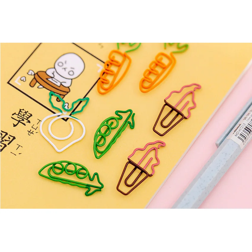 100 шт./упак. с милым мультипликационным принтом для фруктов моркови Бумага зажим