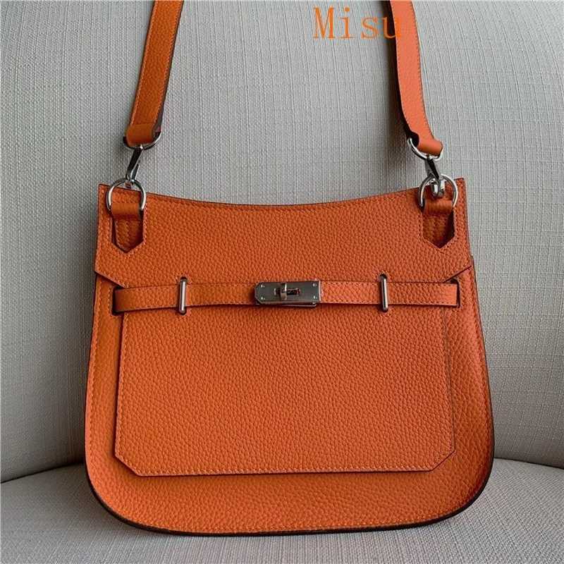 

Trend Genuine Leather Fashion Cowhide Bag Twist Lock Bag Shoulder Messenger Leather Universal Women Bag Male Bag Luxury Design