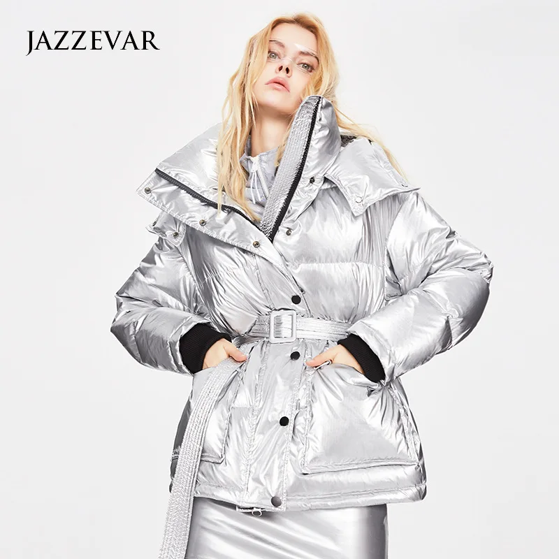 JAZZEVAR 2022 Winter New Thick Mid-length Waist White Duck Down Jacket Women's Laces Are Thin and Warm