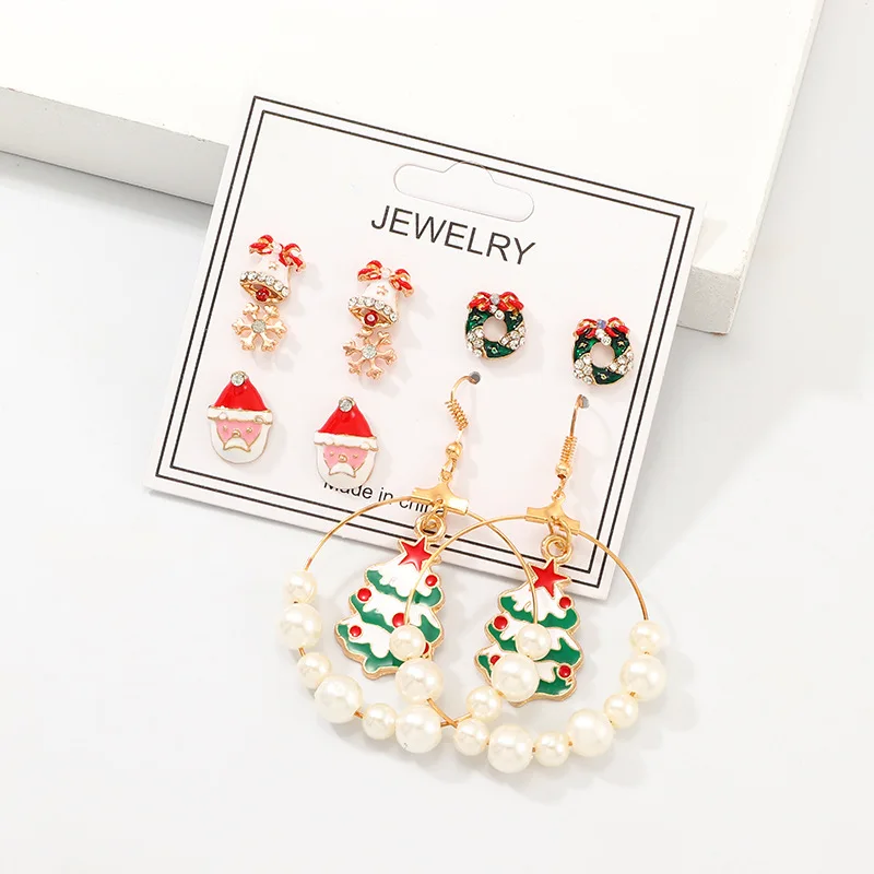 Новый рождественский Комплект сережек для женщин трендовые маленькие снежинки