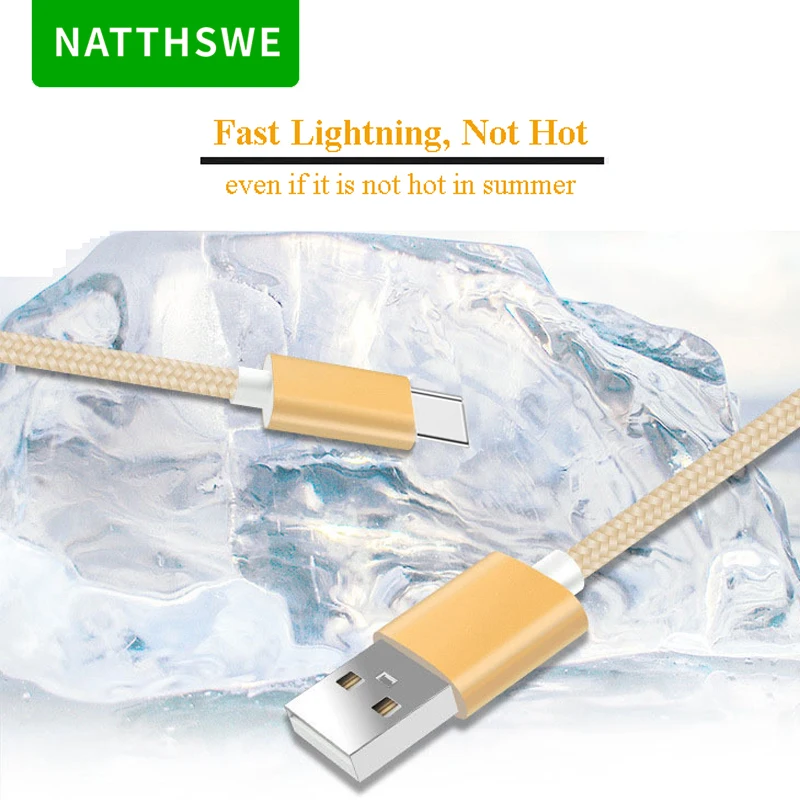 NATTHSWE type C USB Золотой Серебряный черный кабель для передачи данных нейлоновая